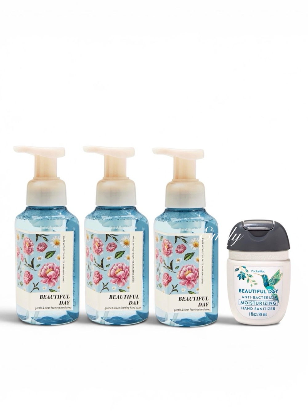 NEW 3X Bath & Body Works BEAUTIFUL DAY foam hand soap + matching PocketBac Set